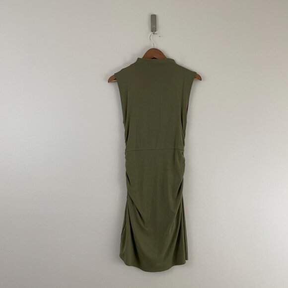 Aritzia Wilfred The Boulevard Ruched Dress in Olive Green Size Small - Picture 2 of 6